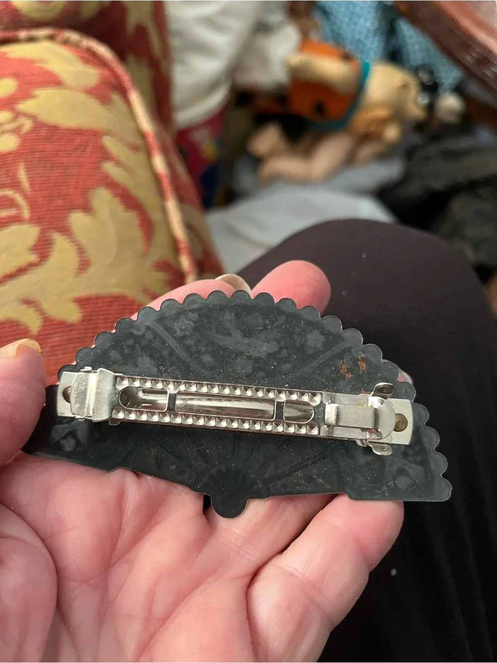 Handheld Fan-shaped Decorative hair clip in Black and Gold